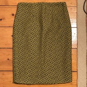 Pencil skirt - black grey yellow sparkle pattern knit size M EUC